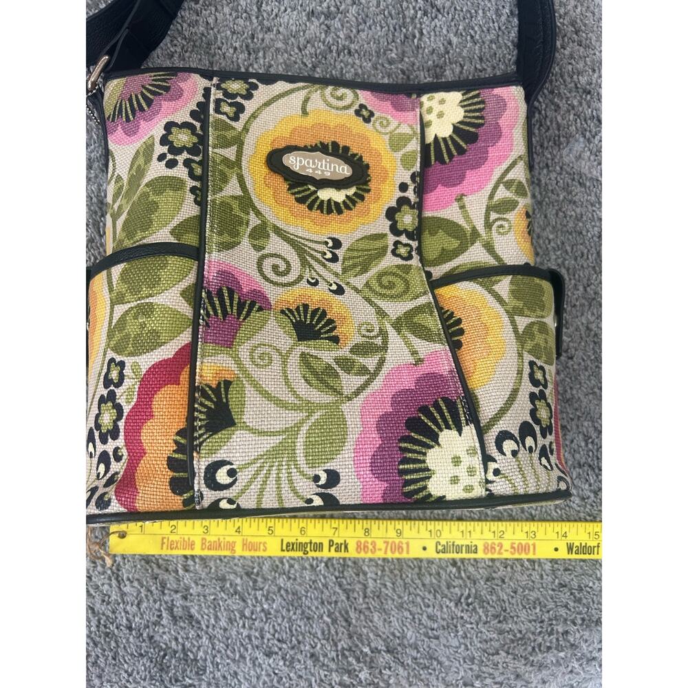 Spartina 449 Daufuskie Island Linen Leather Tote Purse Floral - Picture 11 of 13